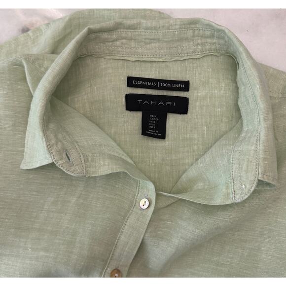 Tahari Essentials Linen Button Down Shirt Tunic Top Women’s Small Long Sleeve - Picture 3 of 8